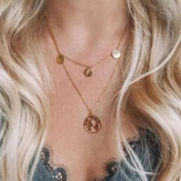 RESTOCKED ✨double layered boho world necklace - Picture 3 of 3